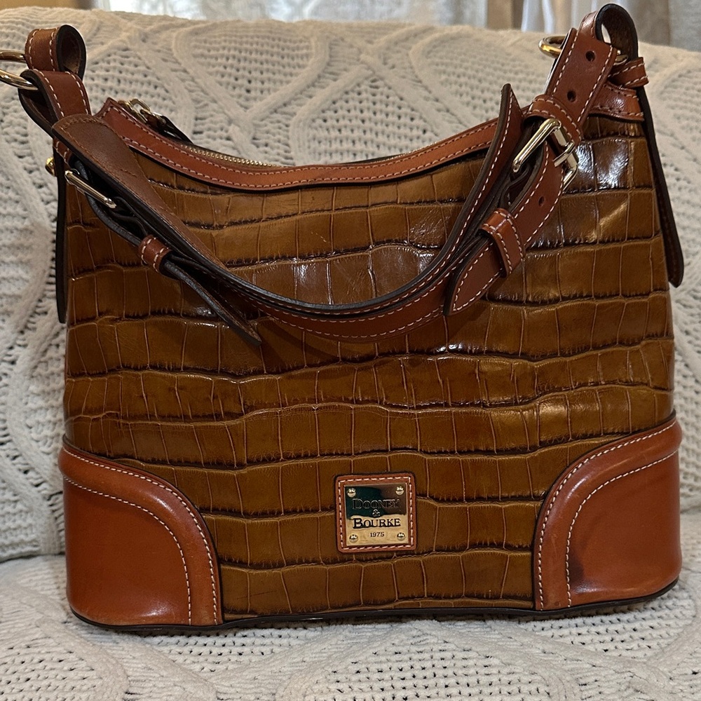Dooney & Bourke Tan Croc-Embossed Shoulder Bag